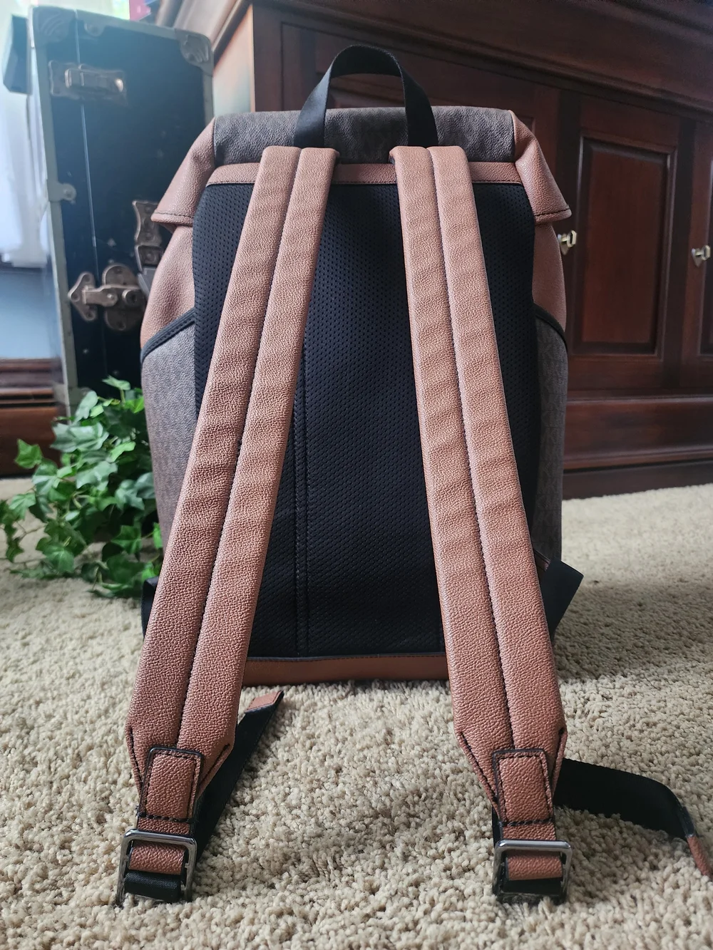 Michael Kors Brown Signature Stripe Men's Backpack